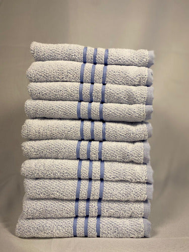 Kit 60 Toalhas De Rosto Profissional Santista 50x80cm Azul