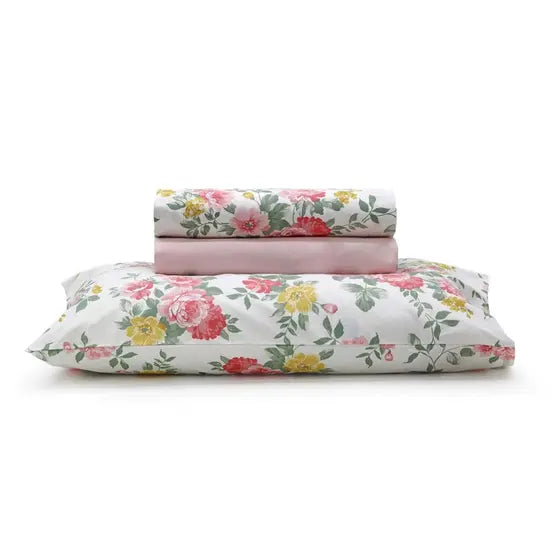 JOGO DE LENCOL PRATA QUEEN EVE ROSA SANTISTA 150 FIOS