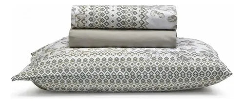 Jogo De Cama Casal Santista Prata 150 Fios 100% ALG Naturale