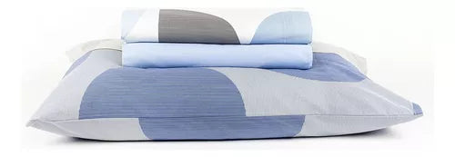 Jogo Cama King Size Home Design Spot 4 Pçs 100% ALG Santista Cor Azul