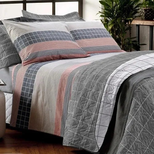 Jogo De Cama Queen Santista Prata 150 Fios Cinza Thomas 100%