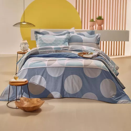 Jogo Cama King Size Home Design Spot 4 Pçs 100% ALG Santista Cor Azul