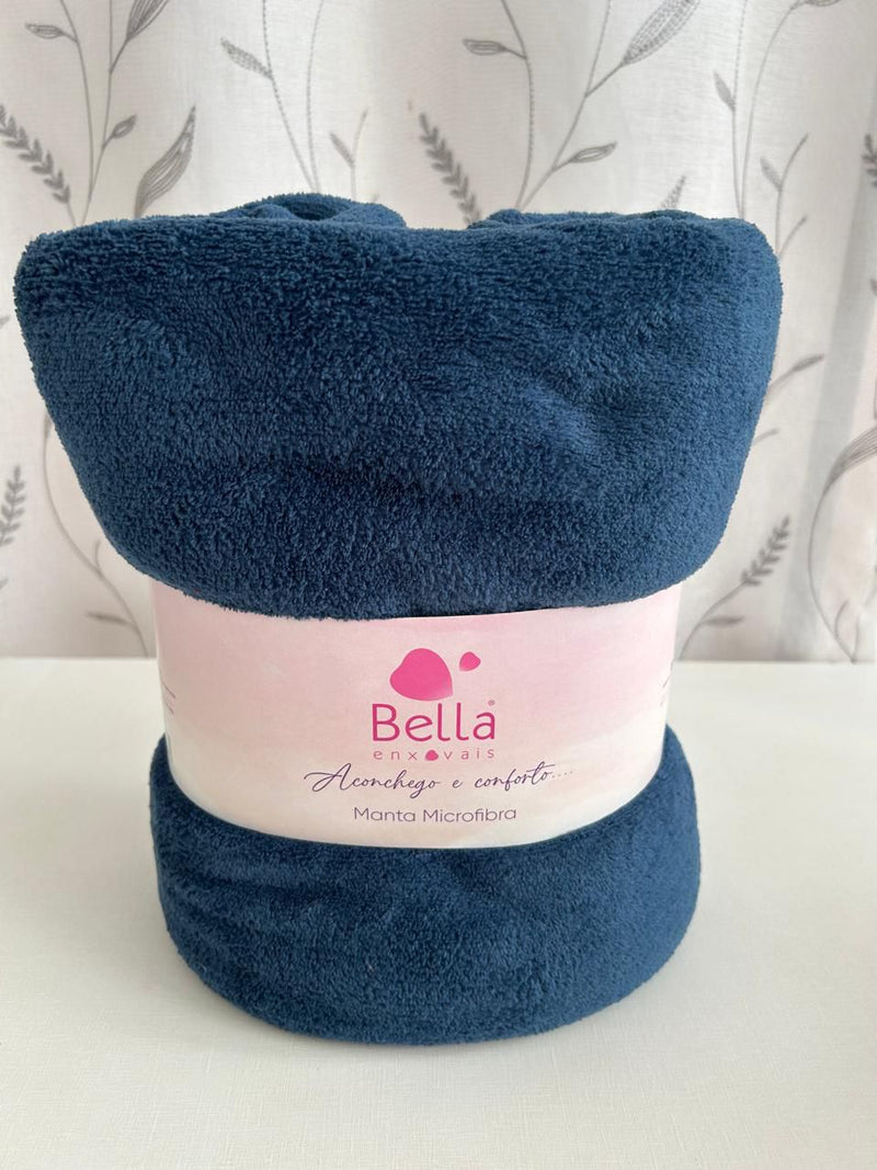 Kit 3 Mantas Casal De Microfibra Cores - Bella Enxovais Verde, azul e cinza