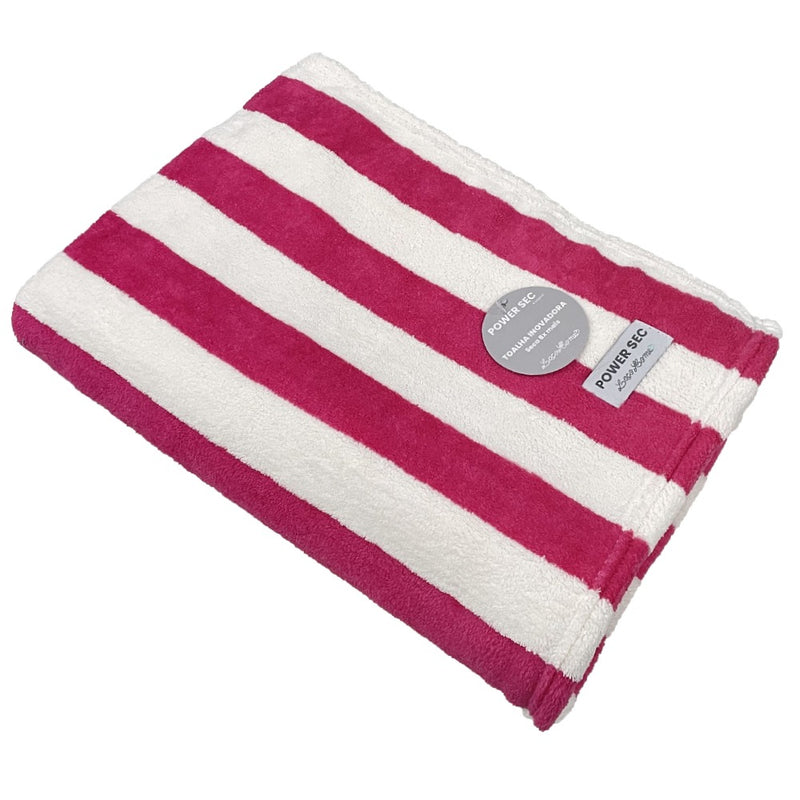 Toalha de Banho/Praia Laço Home Power Sec Listrada rosa 80x150