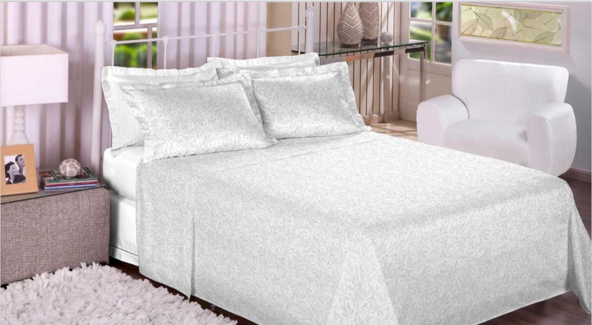 Jogo de cama Queen 300 fios percal 100%algodao Estamparia tRÉSOR