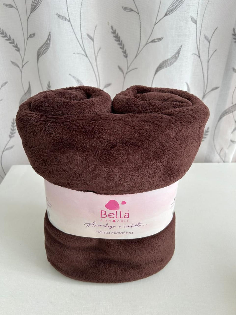 Kit 3 Mantas Casal De Microfibra Cores - Bella Enxovais Rosa, vinho e marrom