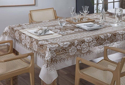 Toalha De Renda Marrom - 1,60 X 3,20 - 12 Lugares