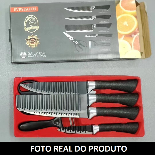 🔍🔍 Conjunto de Facas de Revestimento Antiaderente C/ 6 peças de Aço Inoxidável