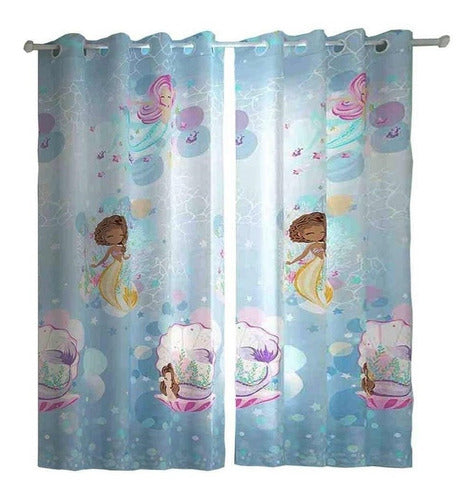 Cortina Infantil Sereias 2,80m X 1,80m P/ Varão Santista