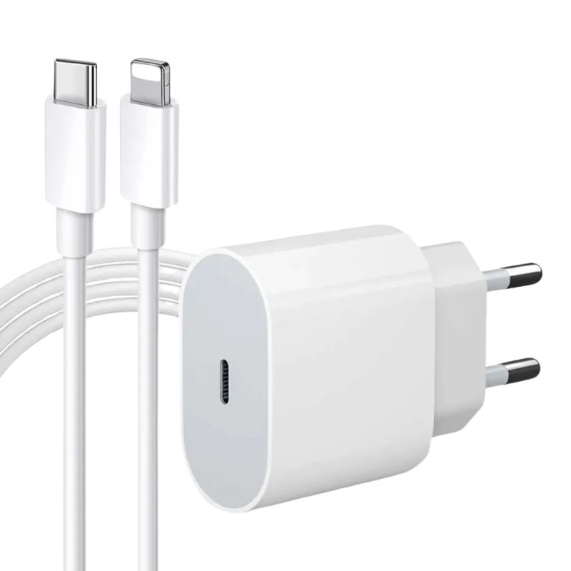 Fonte USB-C + Cabo Carregador IPhone Lightning