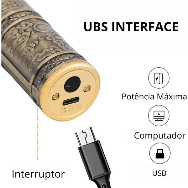 Máquina de Barbear e Cortar Cabelo Profissional Recarregável Sem Fio Buda ou Dragão
